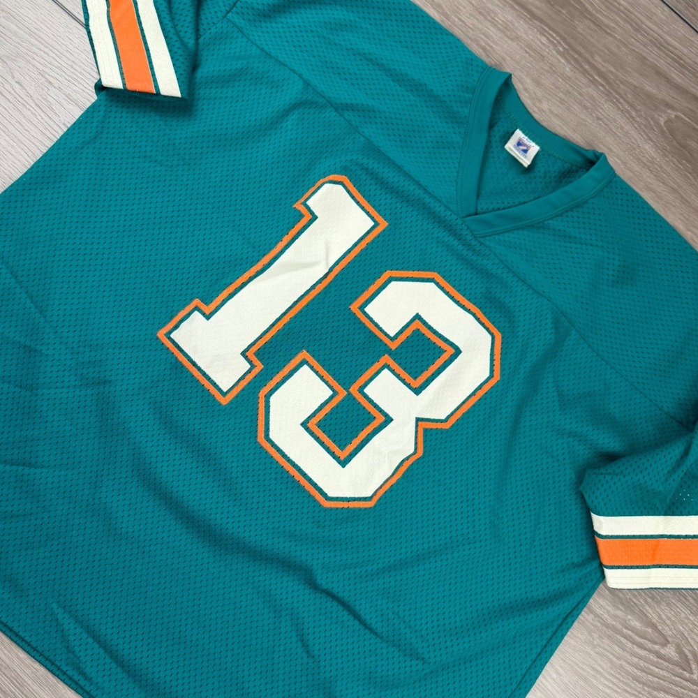Logo 7 Mens Miami Dolphins Dan Marino 13 Mesh Jersey Teal XXL